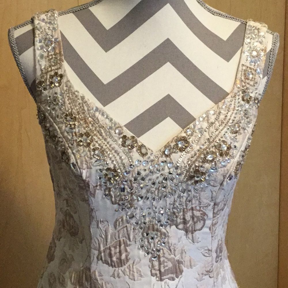 Aidan Mattox Metallic Jacquard Ball Gown - Picture 2 of 8